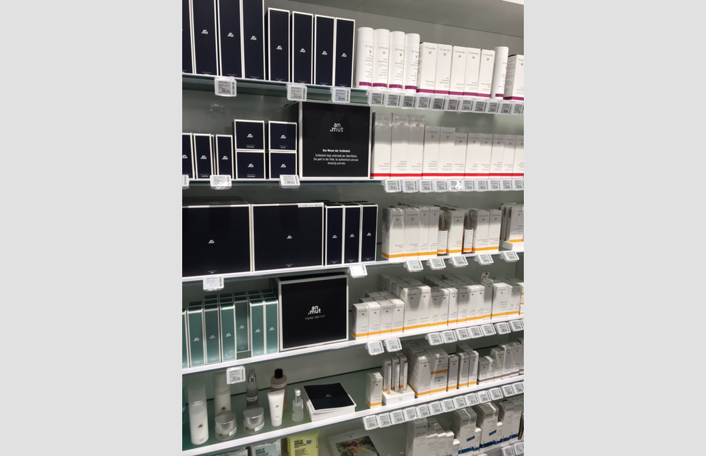Beauty section of a pharmacy using esLabels electronic shelf labels