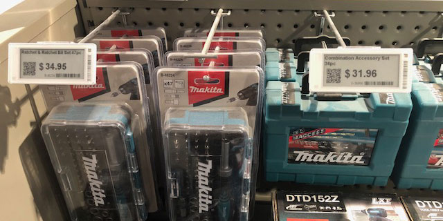 Building and spare parts products utilising digital price lables