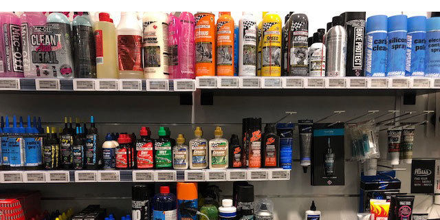 Interactive ESLs fitted to shelving selling cycling accessories