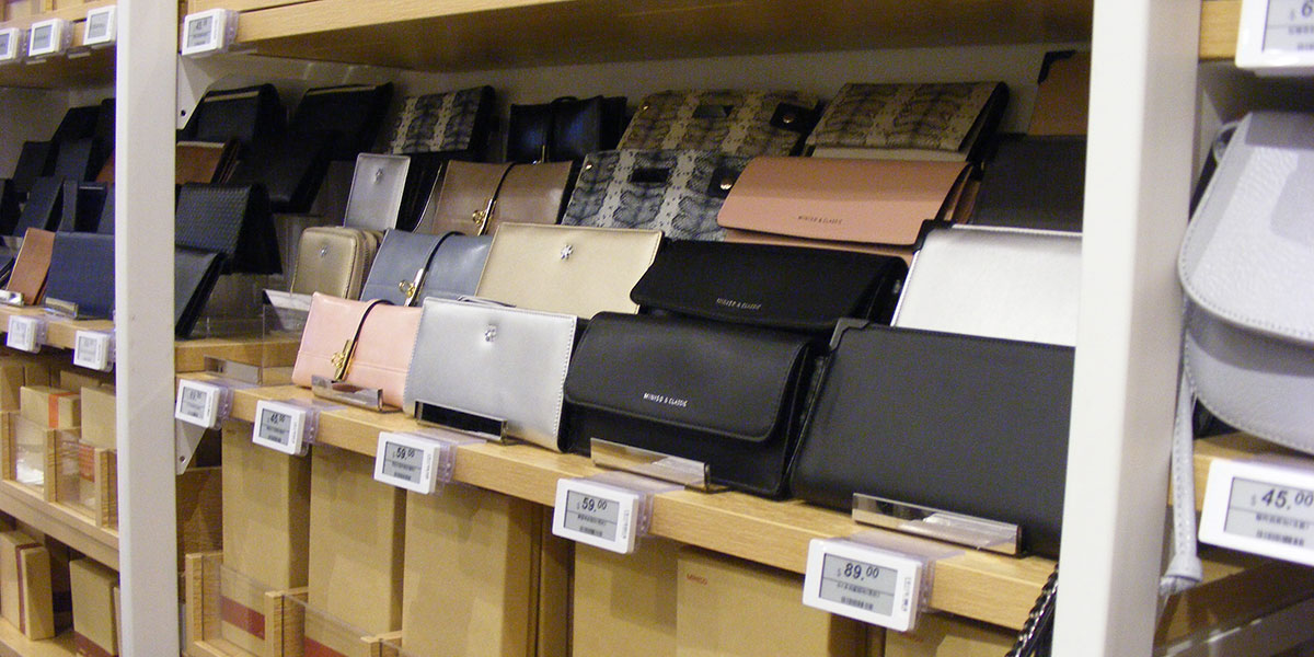 Digital price tags in a department store