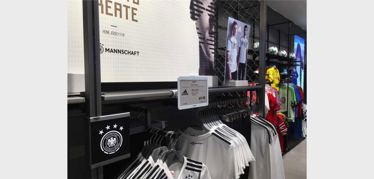 Sports apparel store with esLabels electronic shelf labels