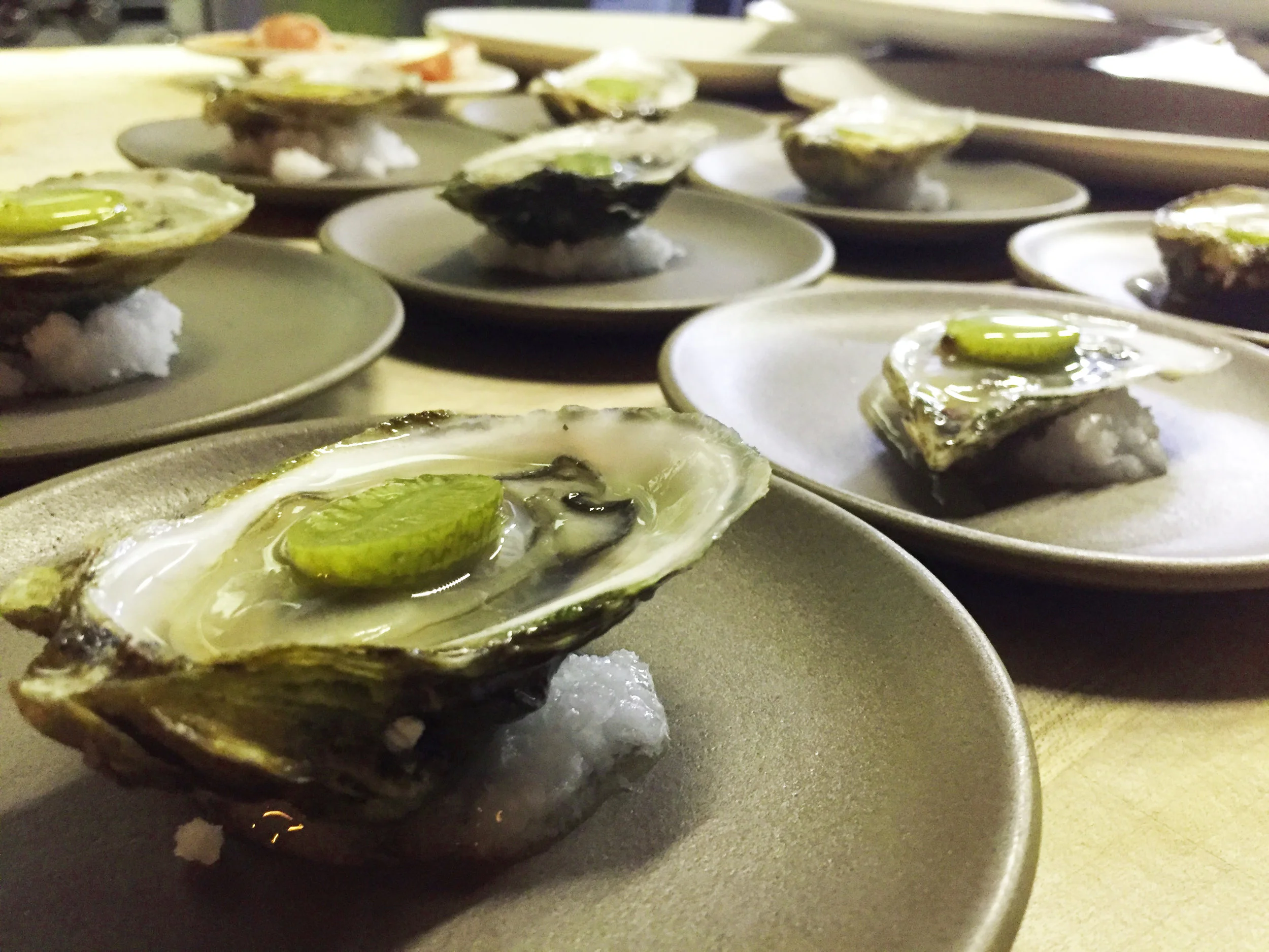Oysters with a pickled watermelon cucumber are the perfect way to start the evening. An amuse with scents of the ocean. Chef Jordan Ware works next to the guests to provide a wonderful connection with the food. 