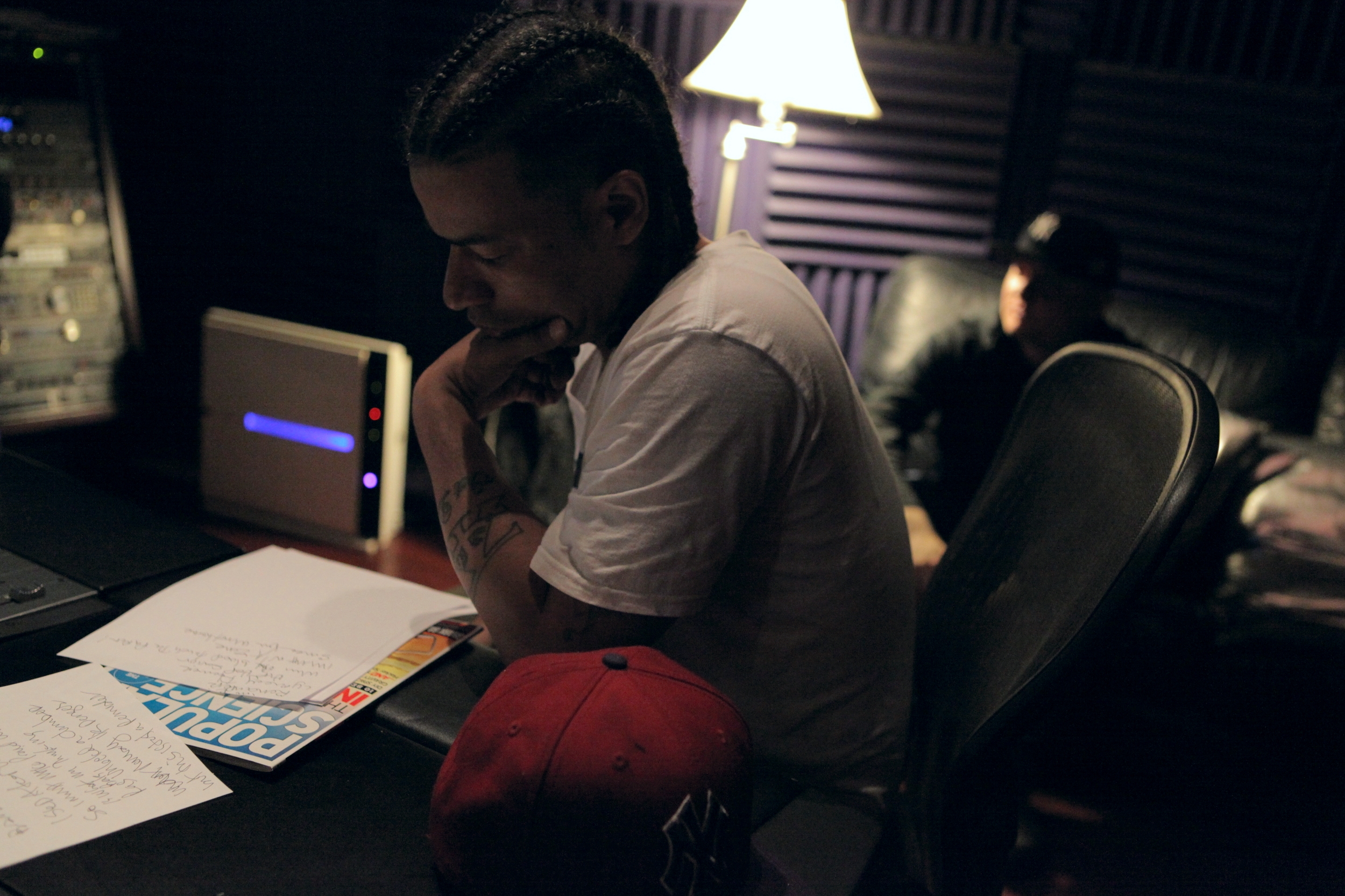 Ras Beats working on "God Bless" with A.G.