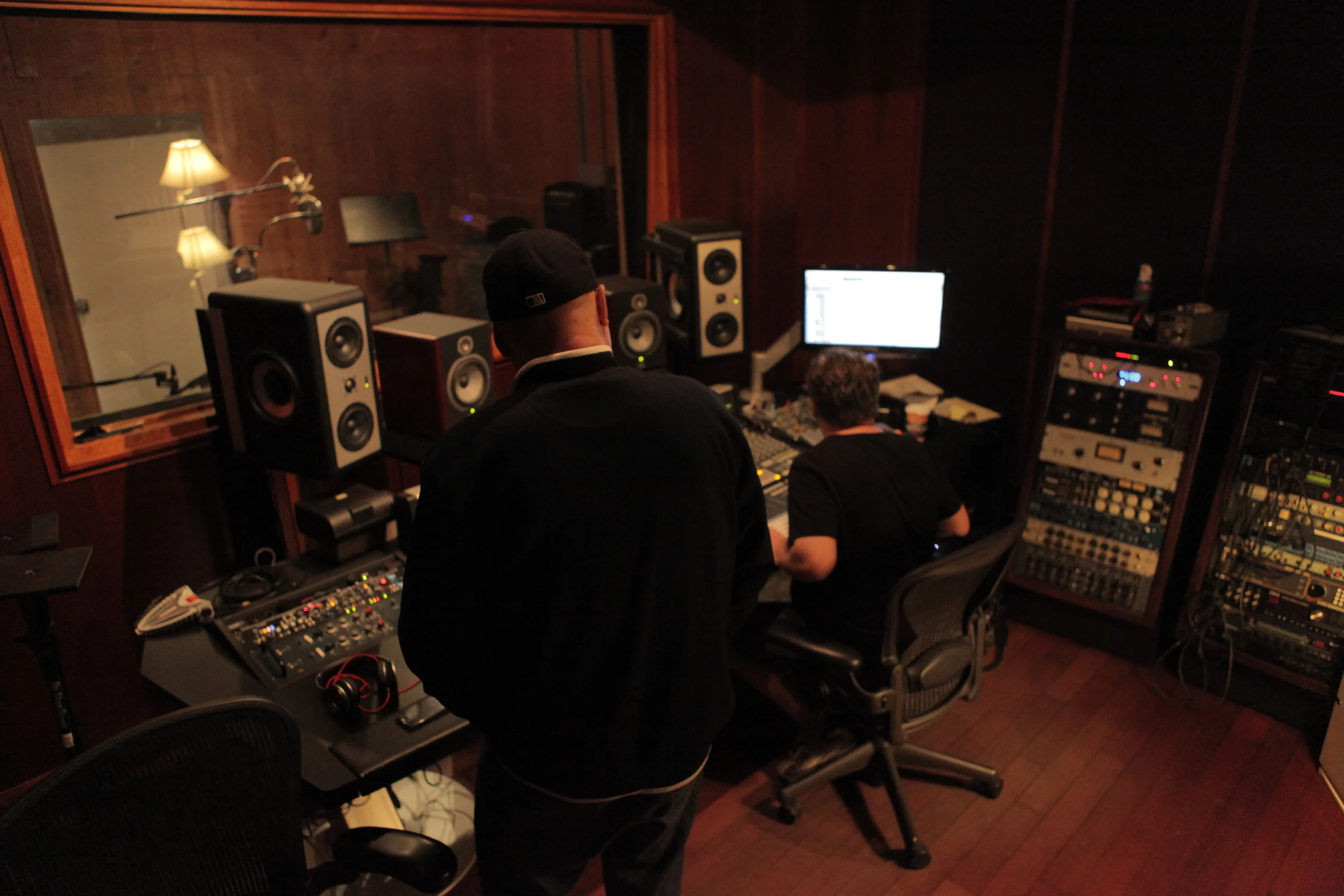 Ras Beats mixing the "Control Your Own" album with Chris Conway.