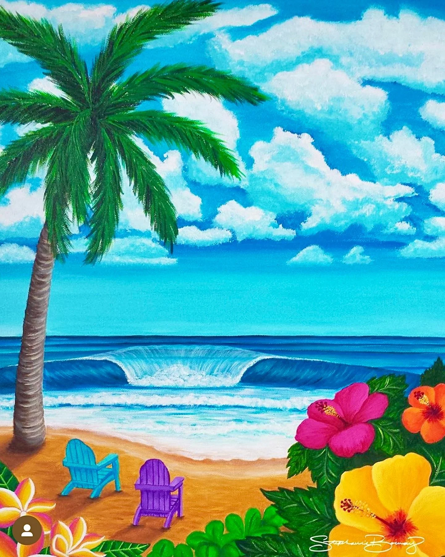 Happy Saturday everyone! Sending sunshine ☀️ and beach vibes 🏝️🌺🌸 your way today! 

&ldquo;Hawaiian Paradise&rdquo;
16 x 20 Acrylic on Canvas. Original Painting in private collection in Spokane, WA.

#saturday #hawaii #stephanieboinayart #stephani