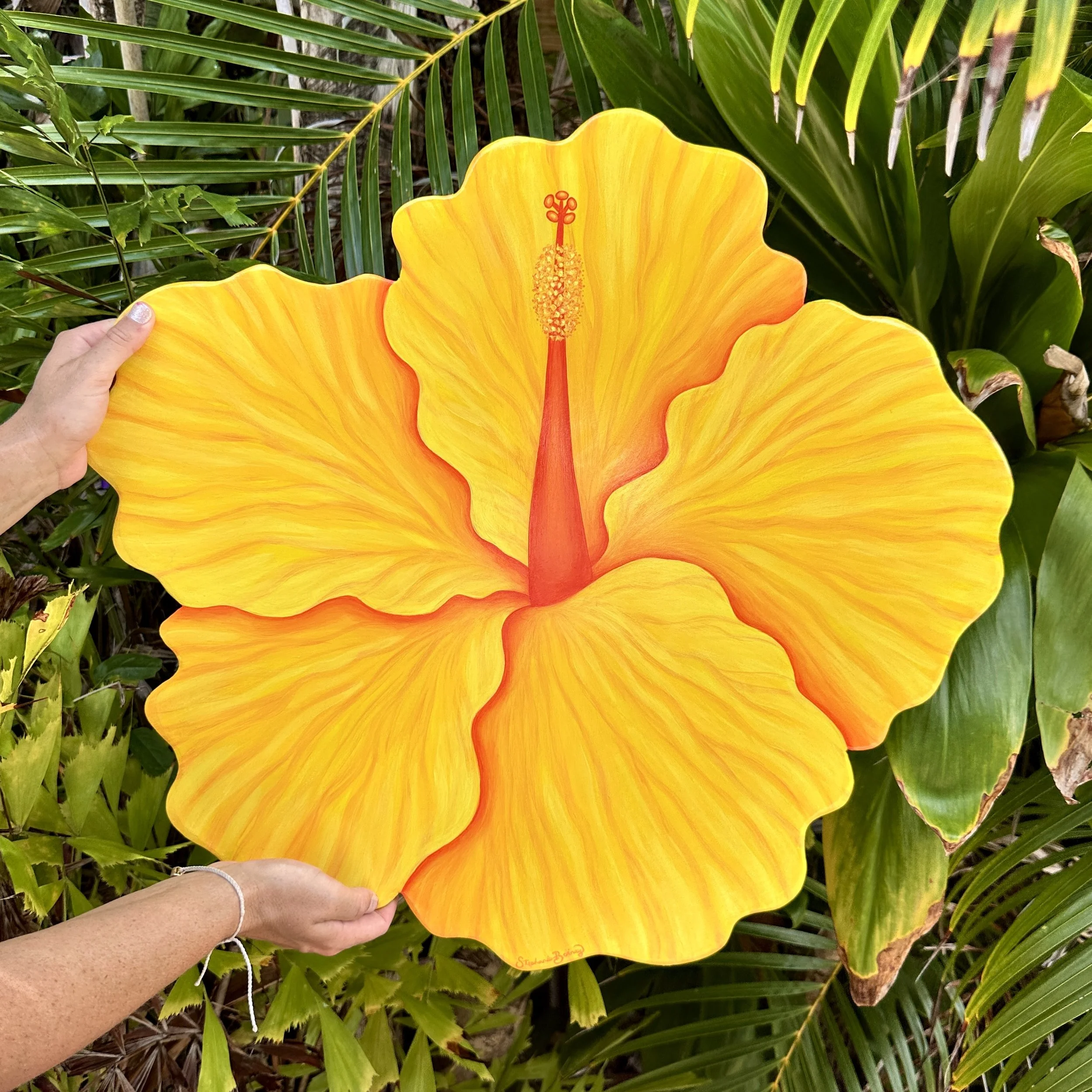 NEW Large Yellow Hibiscus Wood Cutout