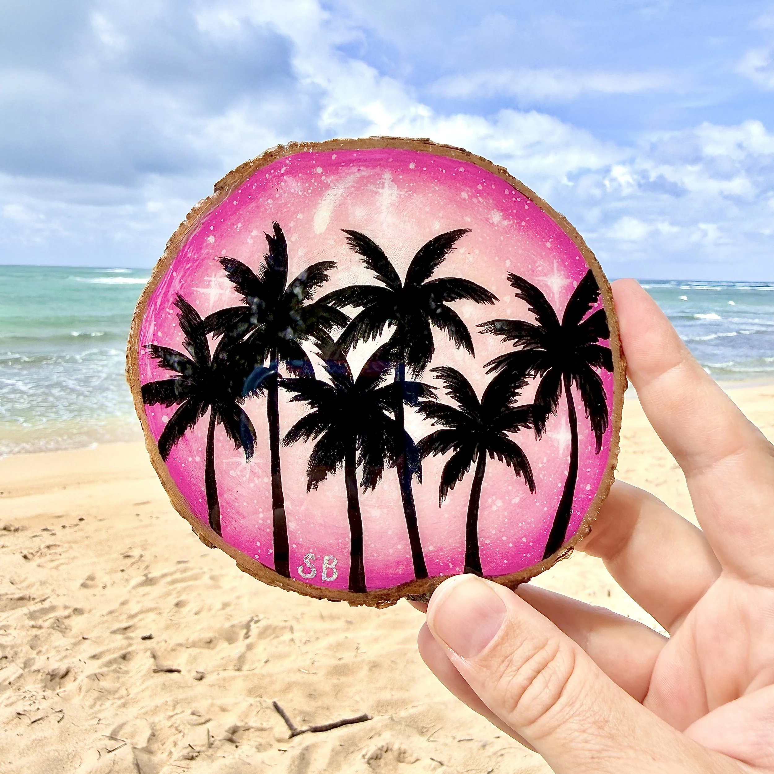 New! Starry Night Sky Palms + Pink