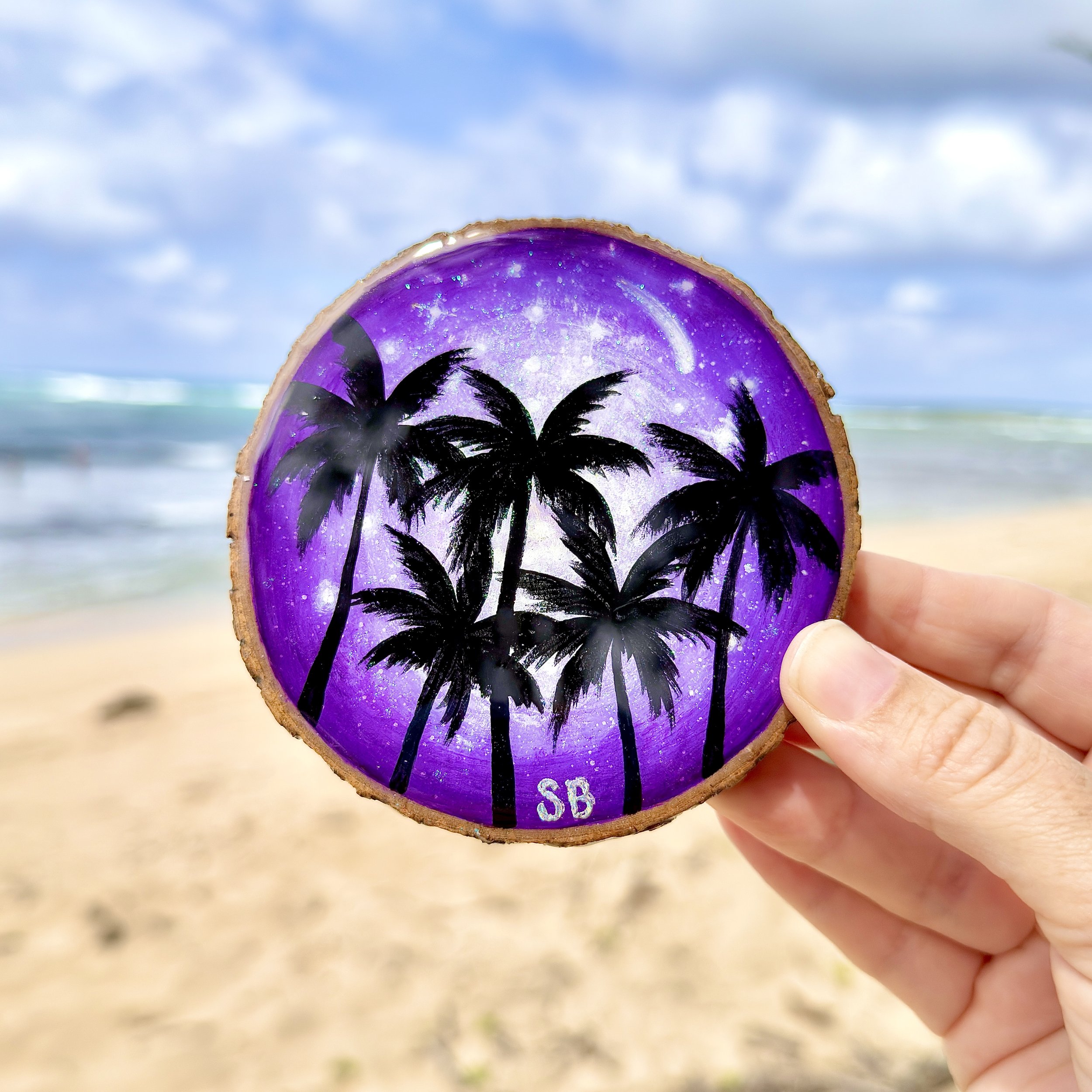New! Starry Night Sky Palms + Purple