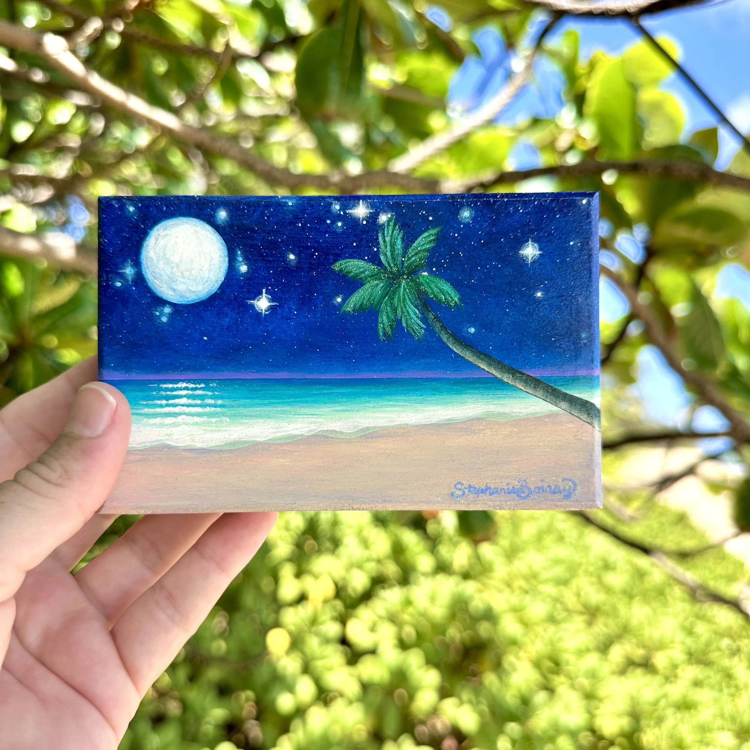 MOONLIT BEACH MINI WOOD PANEL