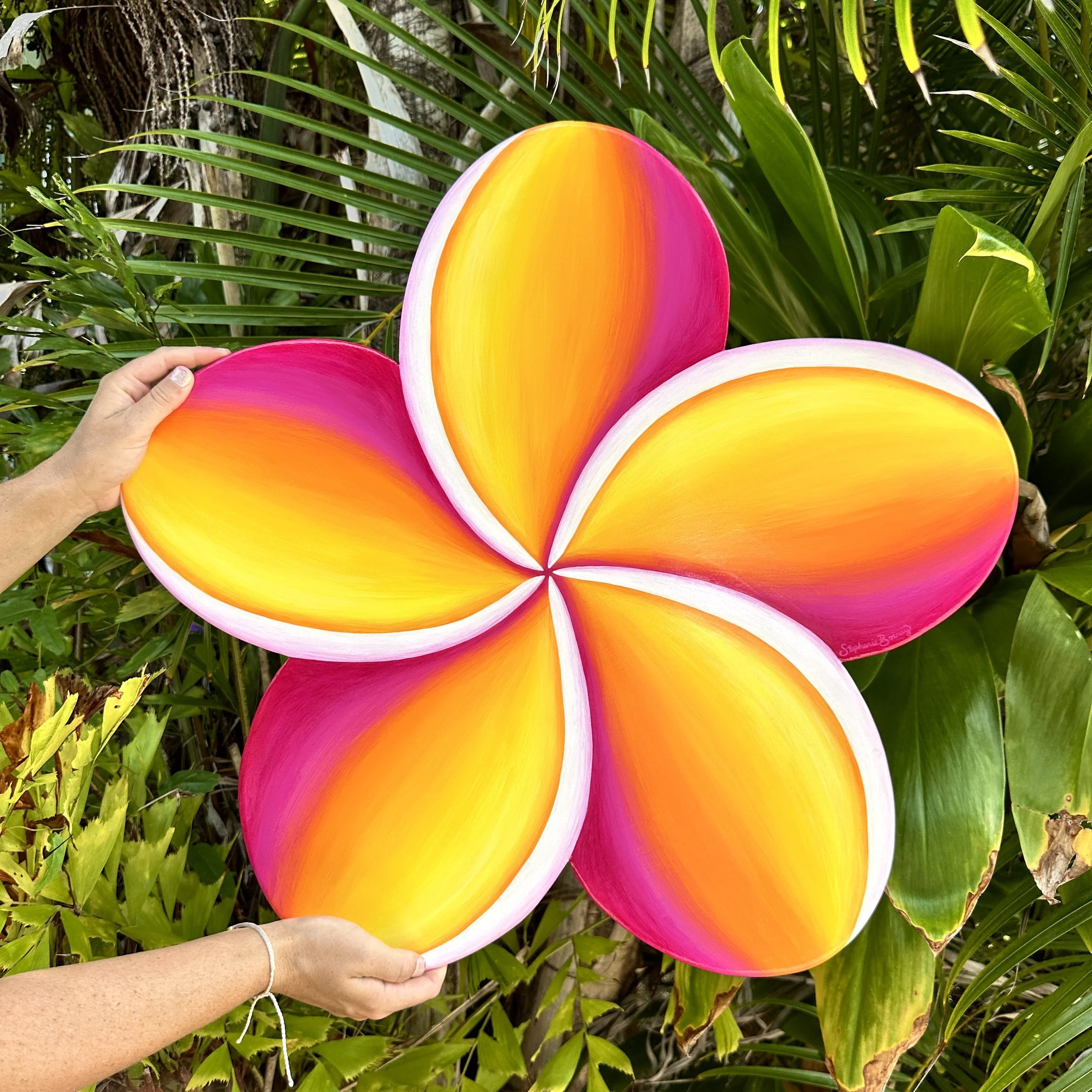 NEW Large Rainbow Plumeria Wood Cutout