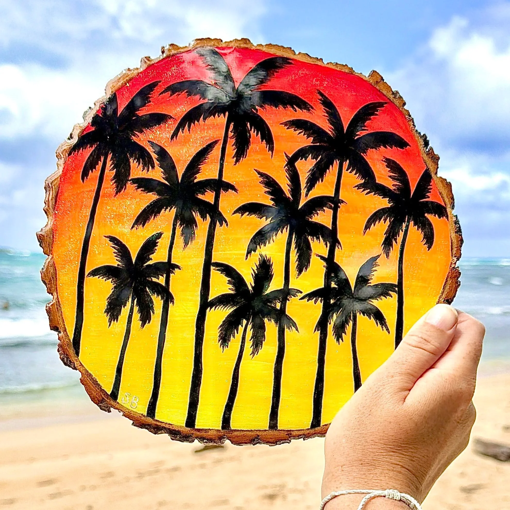 New! Starry Night Sky Palms + Fiery Yellow/Orange LARGE