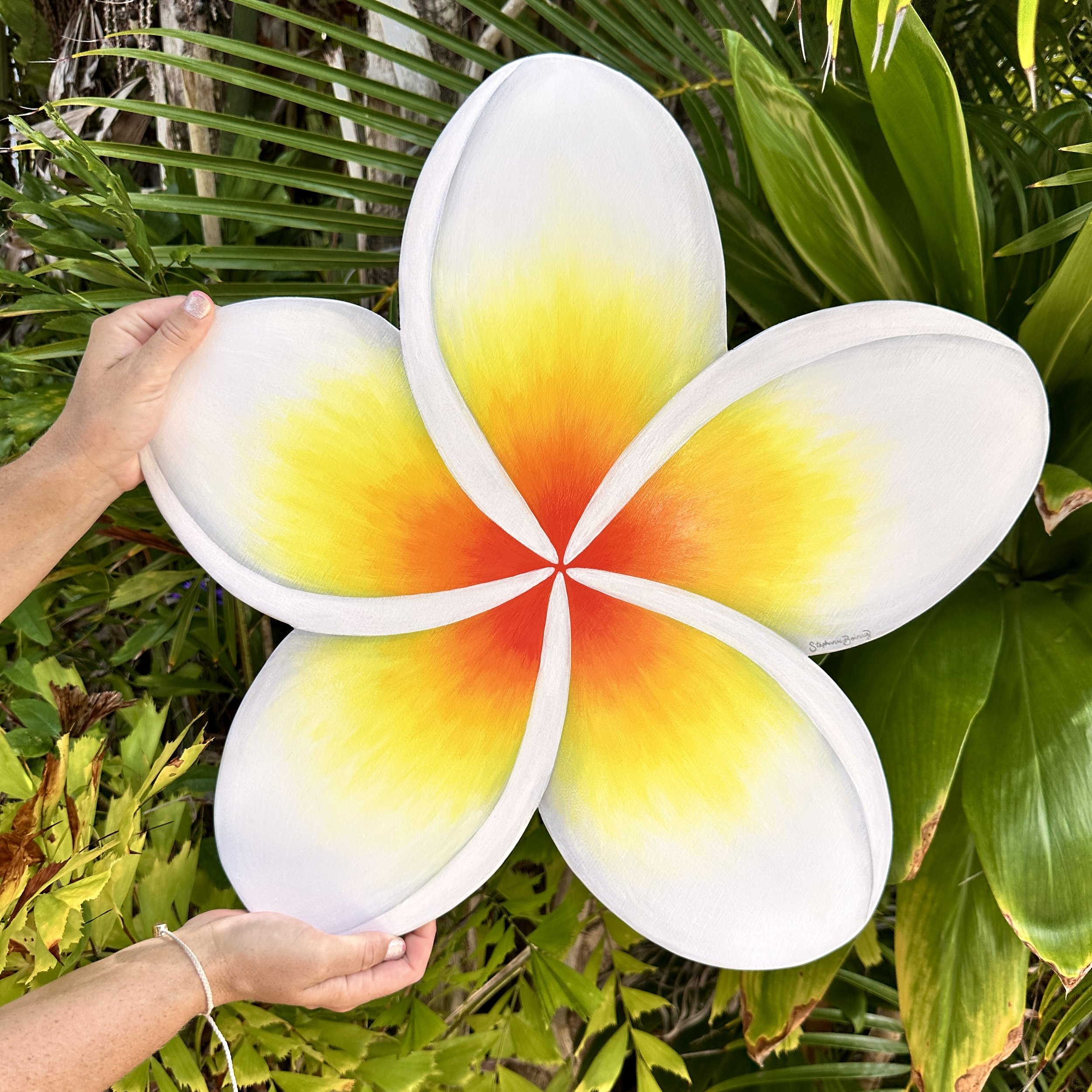 NEW Large White Plumeria Wood Cutout