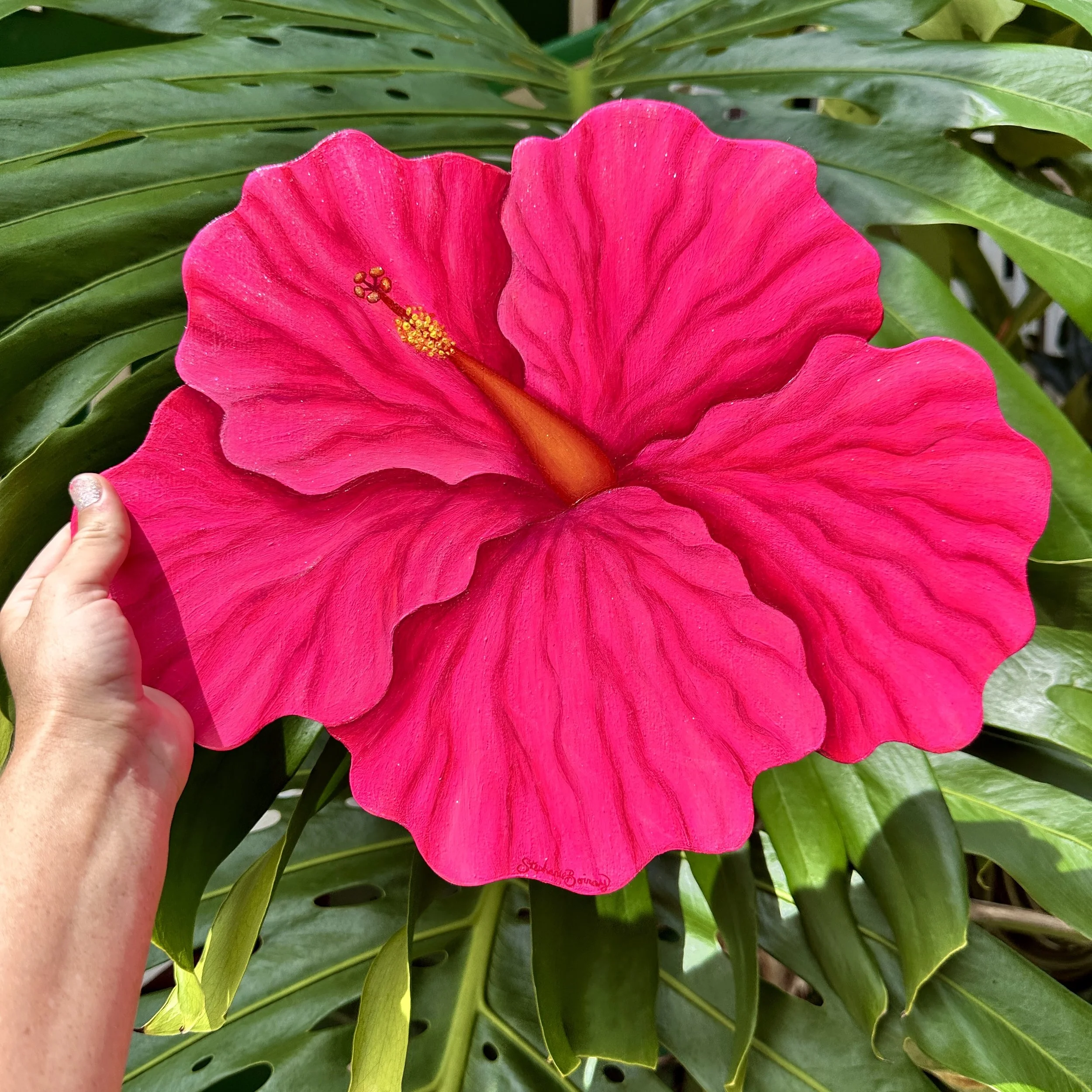 NEW Hot Pink Hibiscus Wood Cutout
