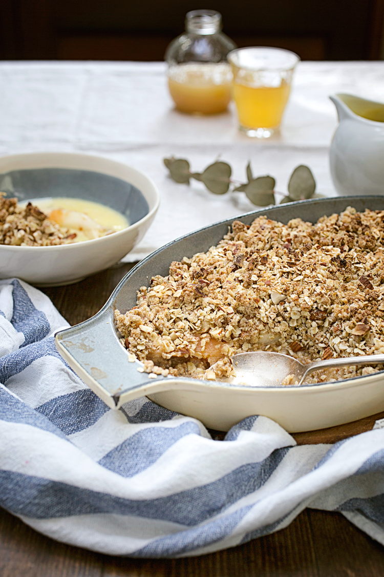 Recipe | Pear & quince crumble with almond custard | The Simple Things