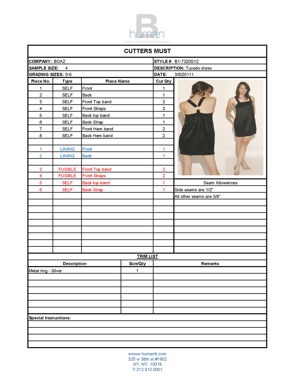 Fashion development templates  Human B