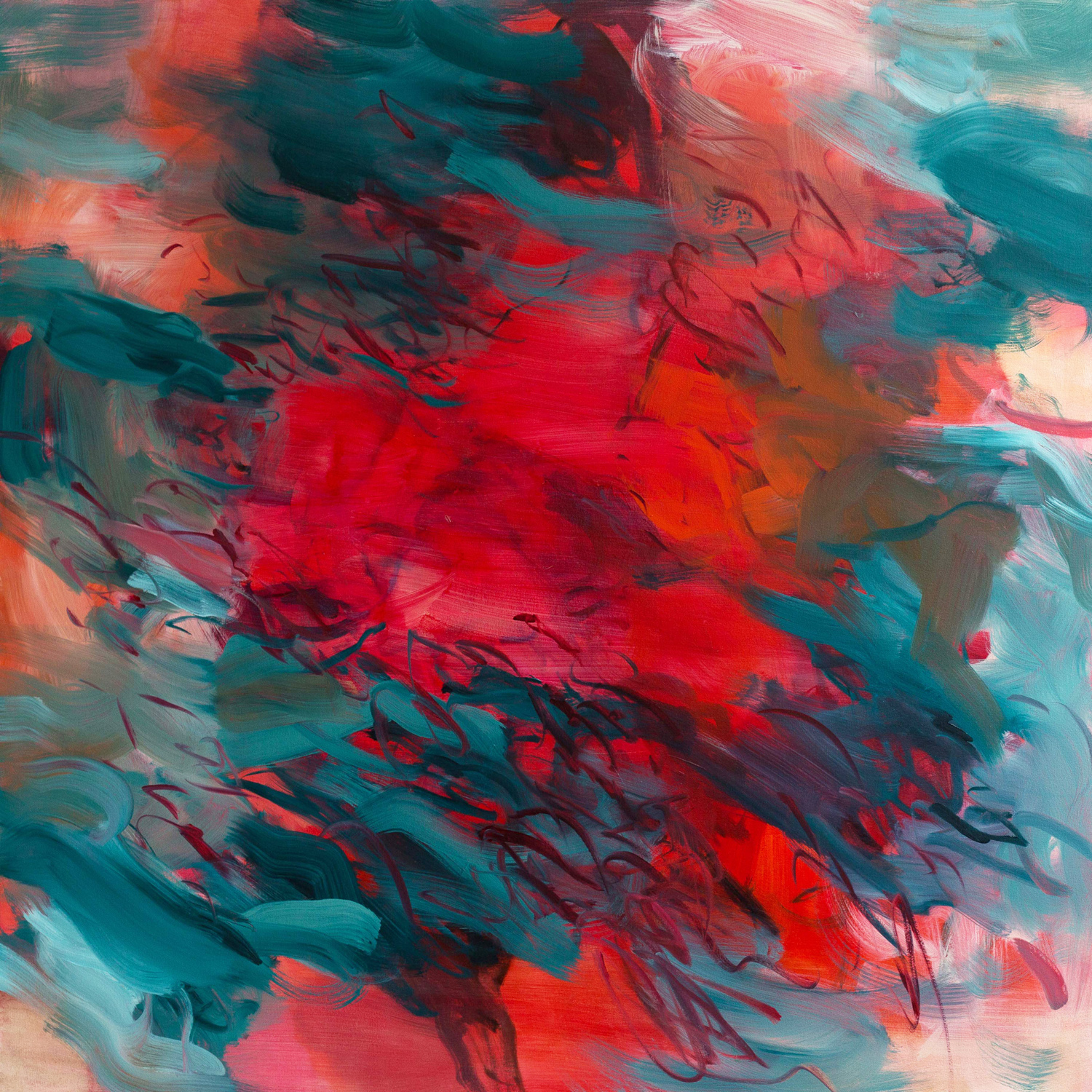  Untitled  (red-turquoise)  2016  oil on canvas  145 x 145 cm 