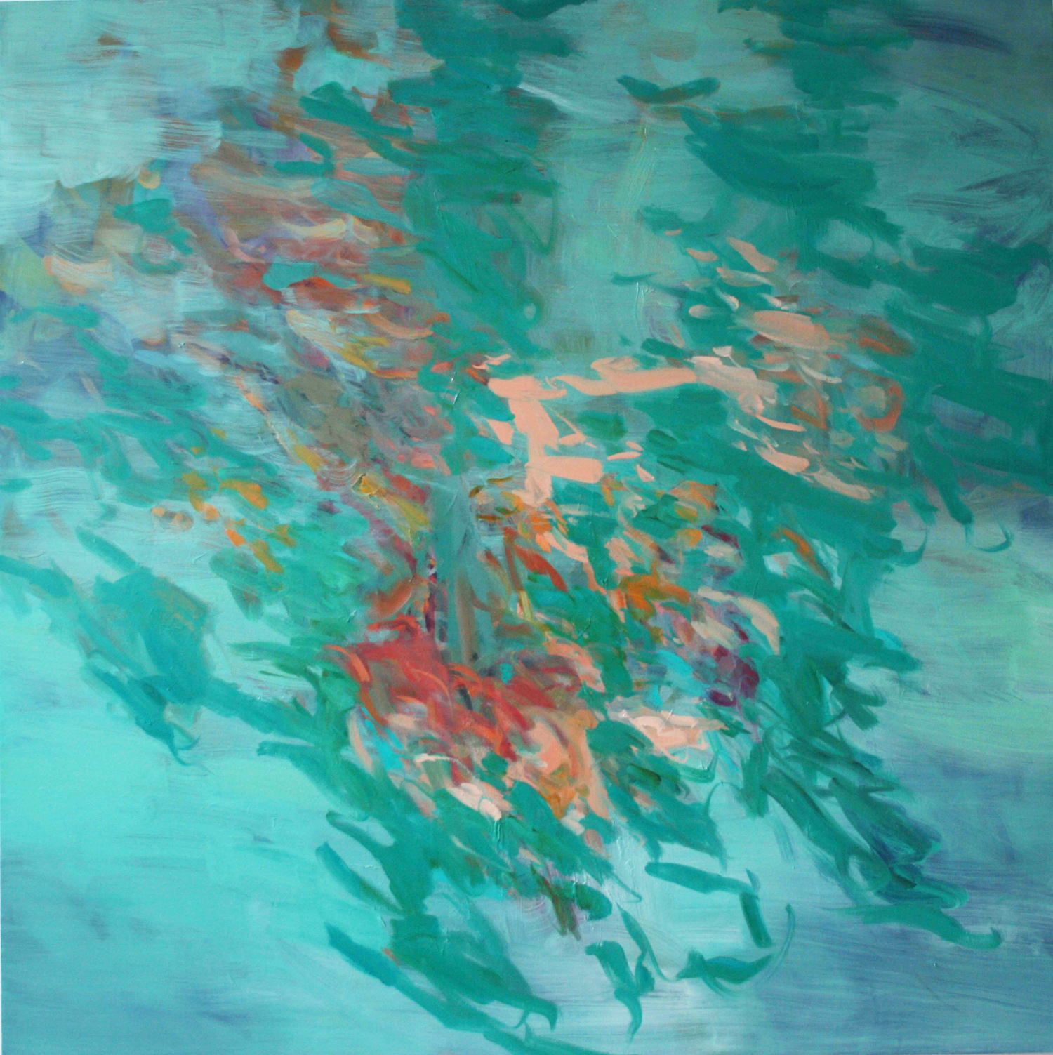 Untitled  (turquoise-pink)  2016  oil on canvas  145 x 145 cm       