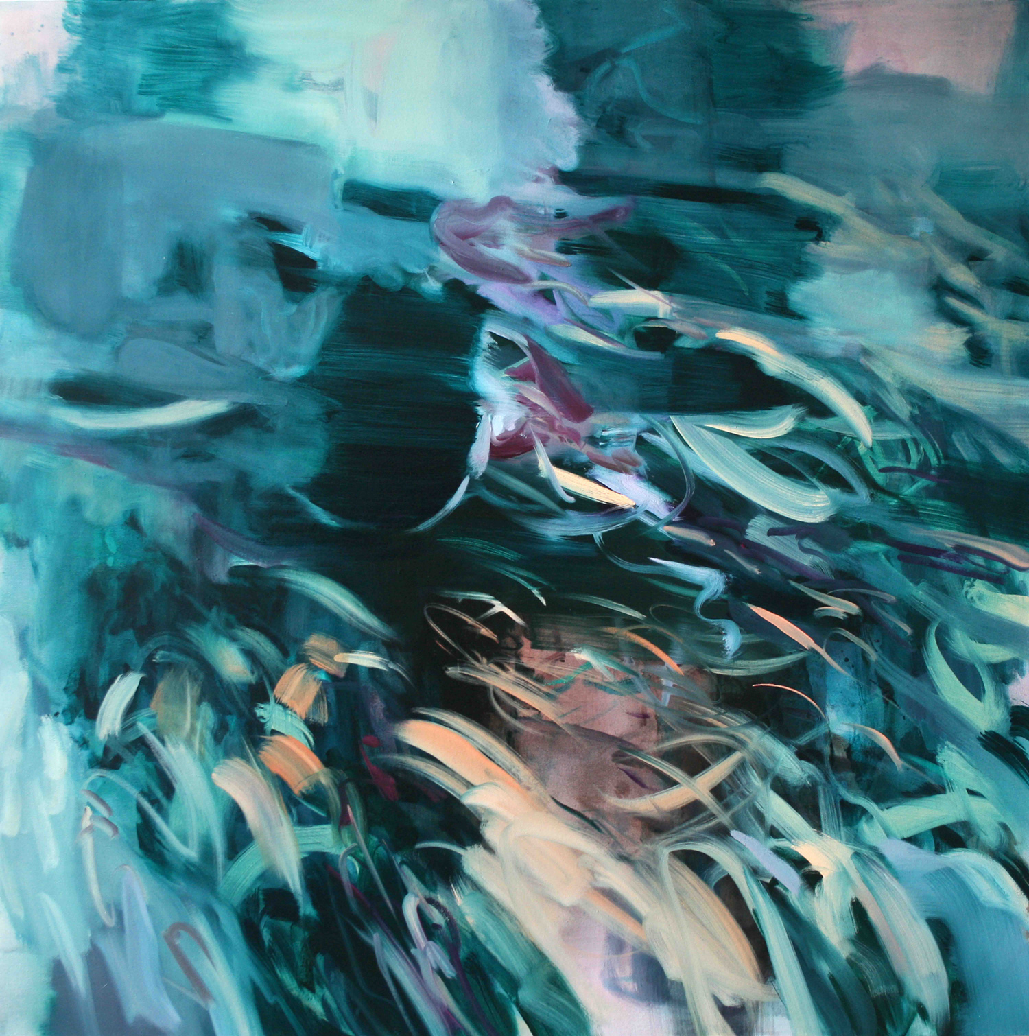  Untitled  (semi-dark ground  turquoise)  2016  oil on canvas  145 x 145 cm    