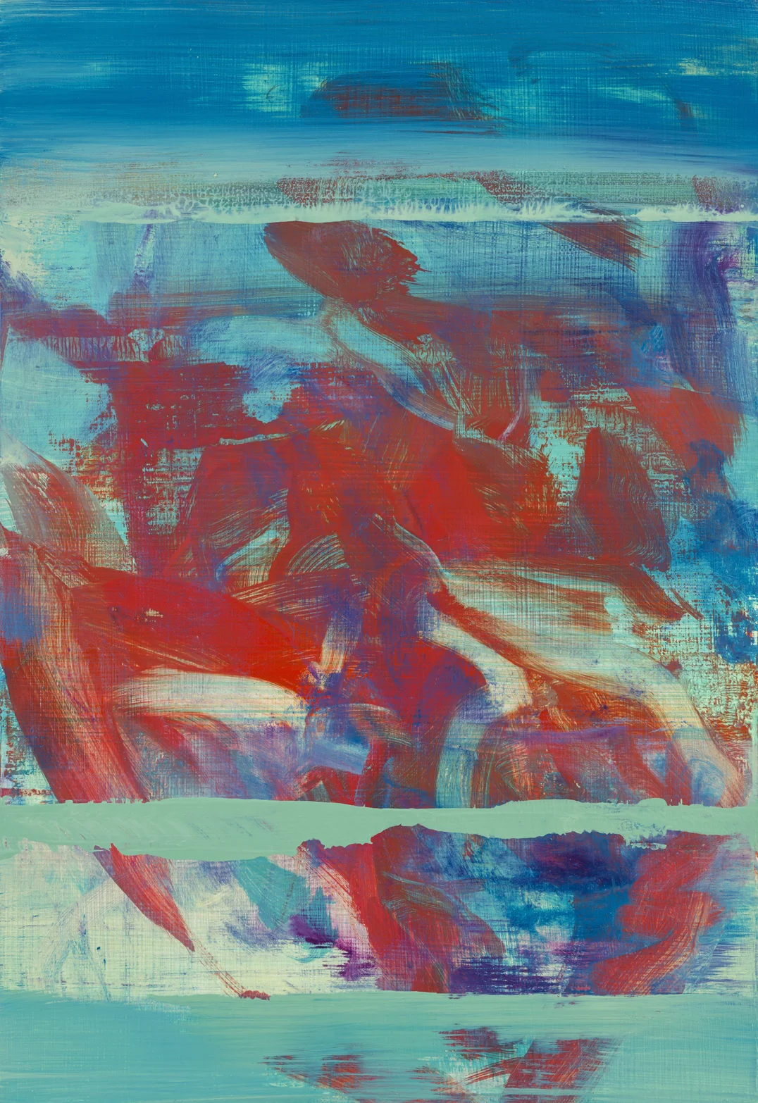 Untitled (turquoise vermillion) 2017 Oil on panel 32 x 22cm