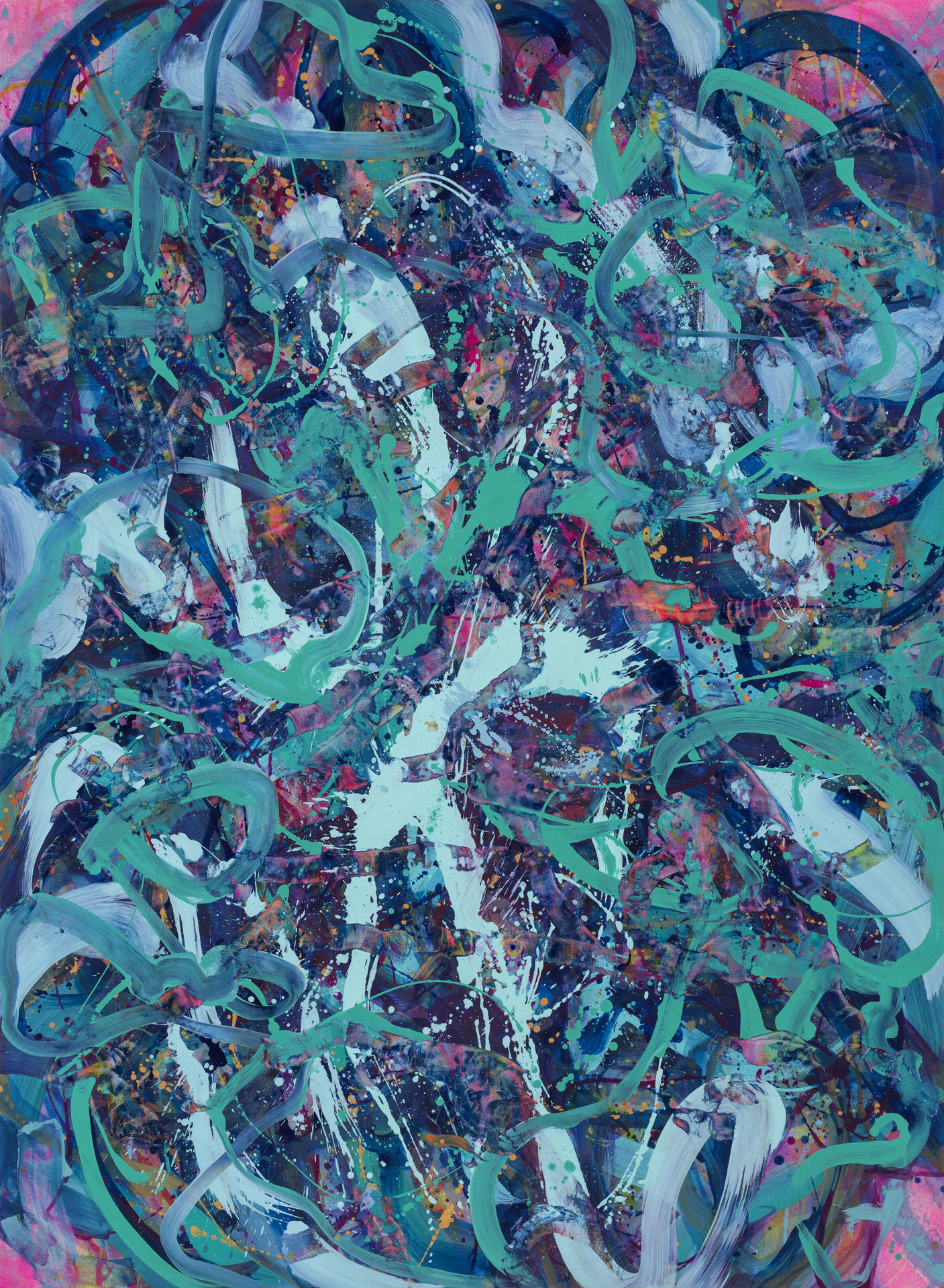  Untitled wax VI  (emerald green, cobalt turquoise)  2019  pigment-oil-wax on canvas  199 x 146cm 