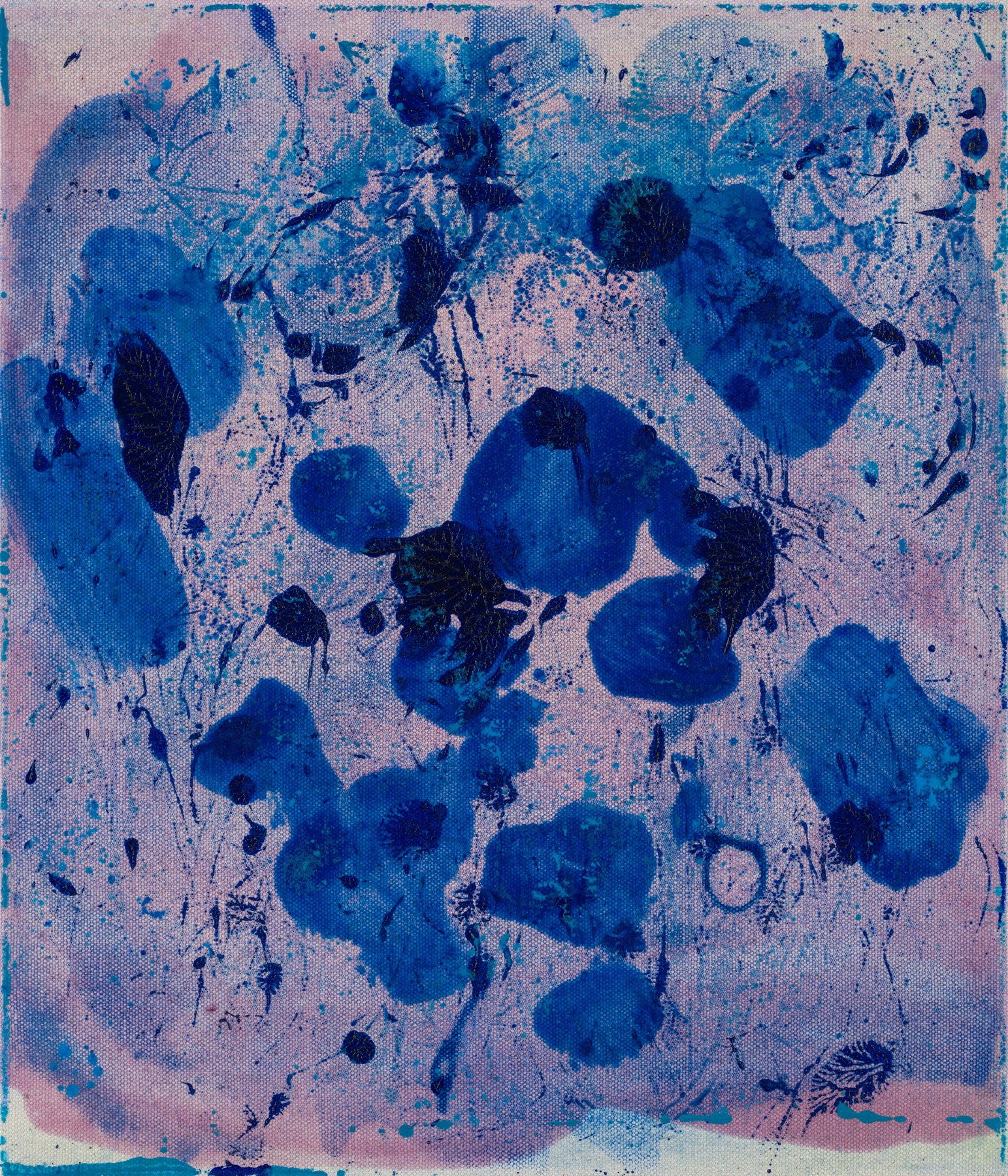  Blue collected IV  2021  Distemper and oil on canvas  35 x 30 cm 
