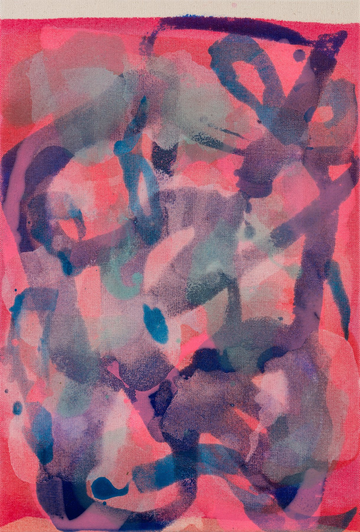  Distemper II (pink-red-blue)  2022  Distemper on canvas  45 x 30 cm  