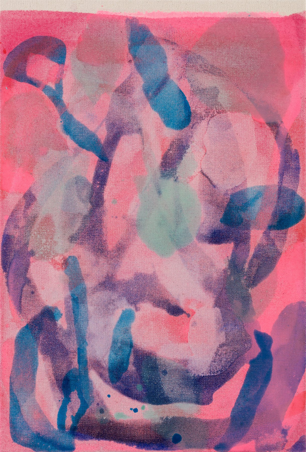  Distemper III (pink-red-blue)   2022  Distemper on canvas  45 x 30 cm   