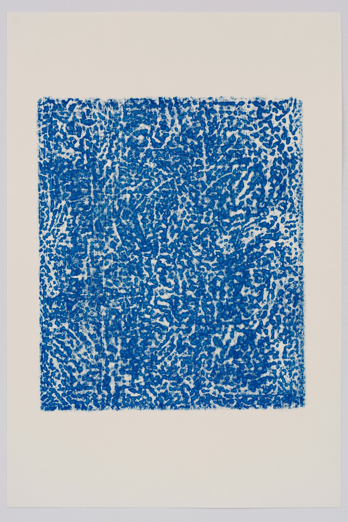  Untitled (Blue Series) V   2022   Oil on hot pressed Saunders Waterford paper   Paper size: 51 x 34 cm, Print size: 32 x 28 cm   Monoprint (one of one)  