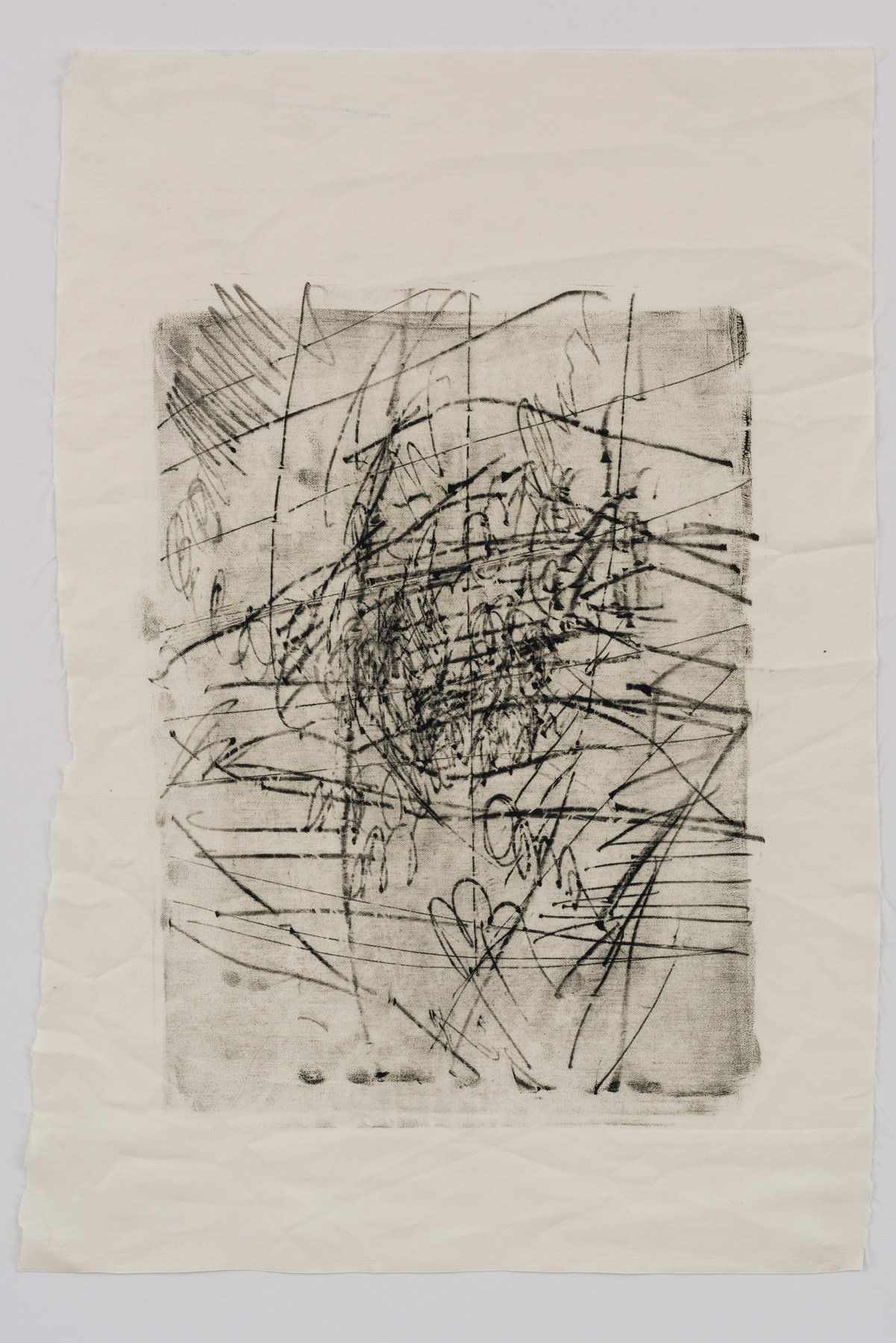  Untitled line I   2021   Oil on cotton   Dimensions variable   Monoprint (one of one)  