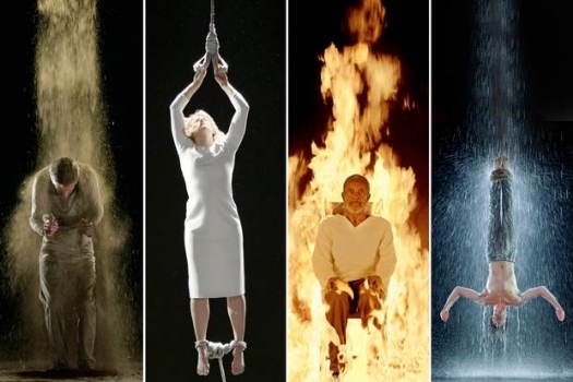 Bill Viola, stills from Martyrs (Earth, Air, Fire, Water) , 2014
