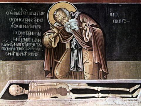 This is not Saint Nicholas' bones, but Alexander the Great's bones, as discovered by St. Sisoes. Still, a nice illustration.
