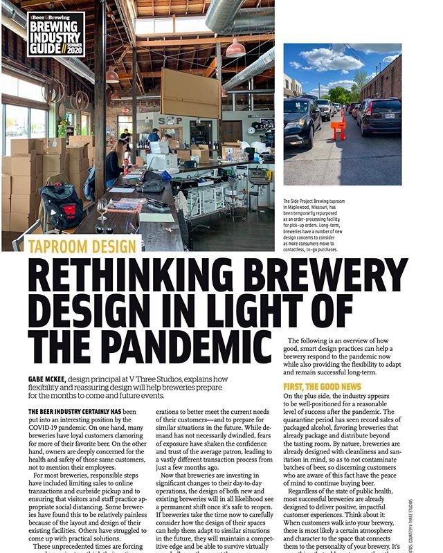 Our very own @g_mckee36 is a featured writer in the newest issue of @craftbeerbrew! Check out the full issue for FREE on their website for our take on how brewery design could change going forward.