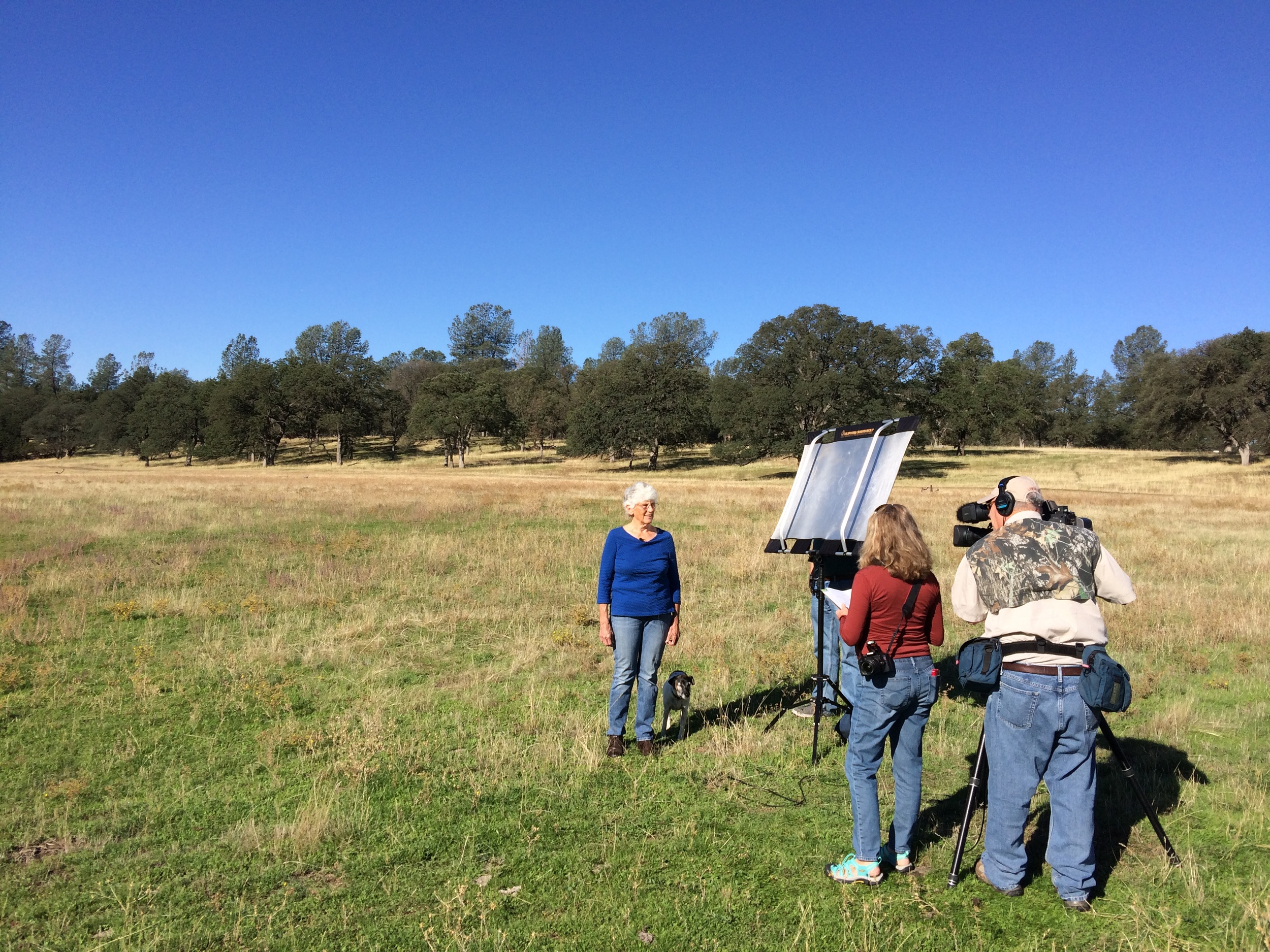 The NRCS film crew interviews Sandy about the habitat work she's done over the years