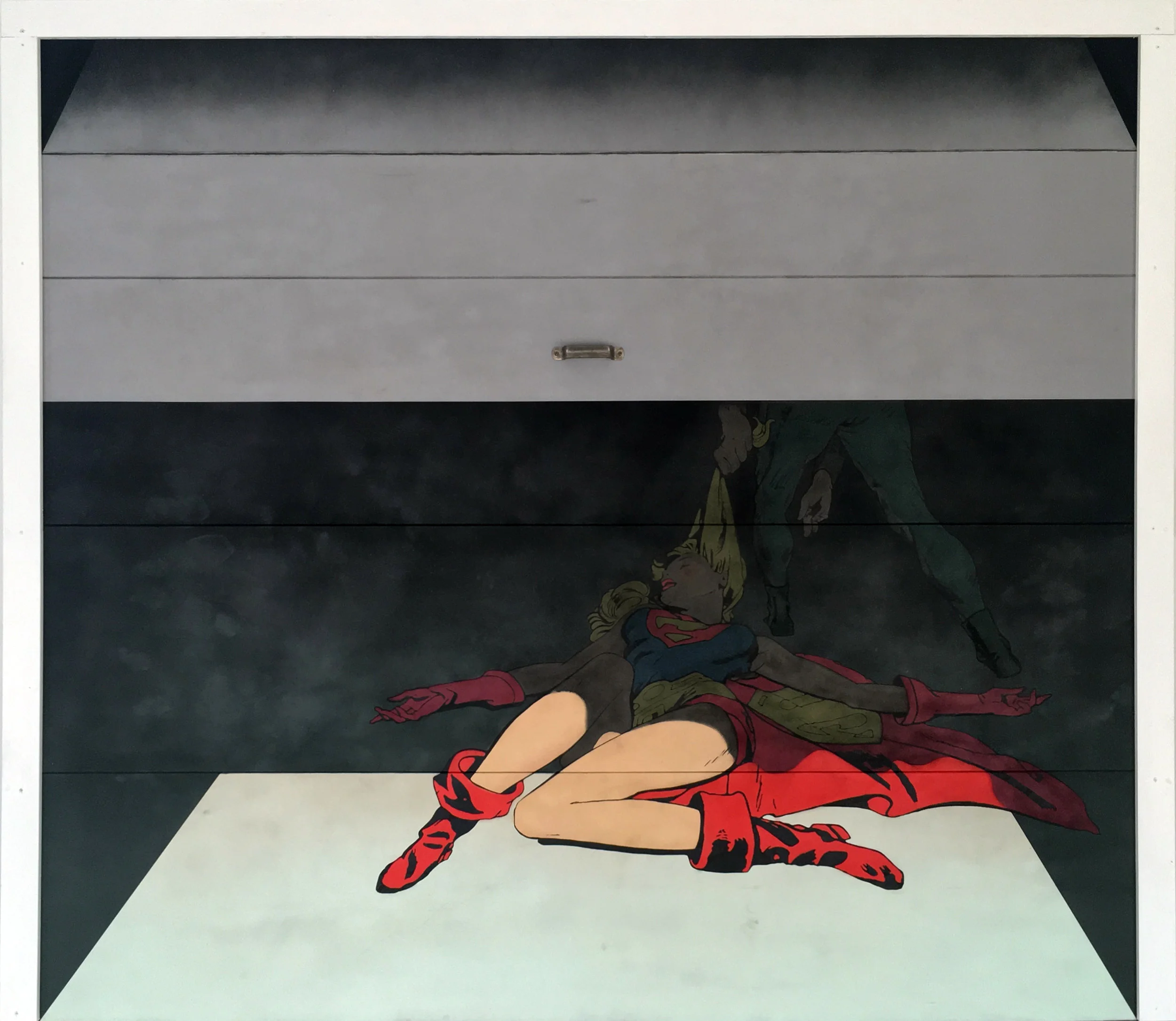 "dragged under", super girl, pop art, Worksbyelee, works by E.LEE, Eric Lee, E.LEE, E LEE, Chicago, Chicago art, Chicago artist, spray art, urban art