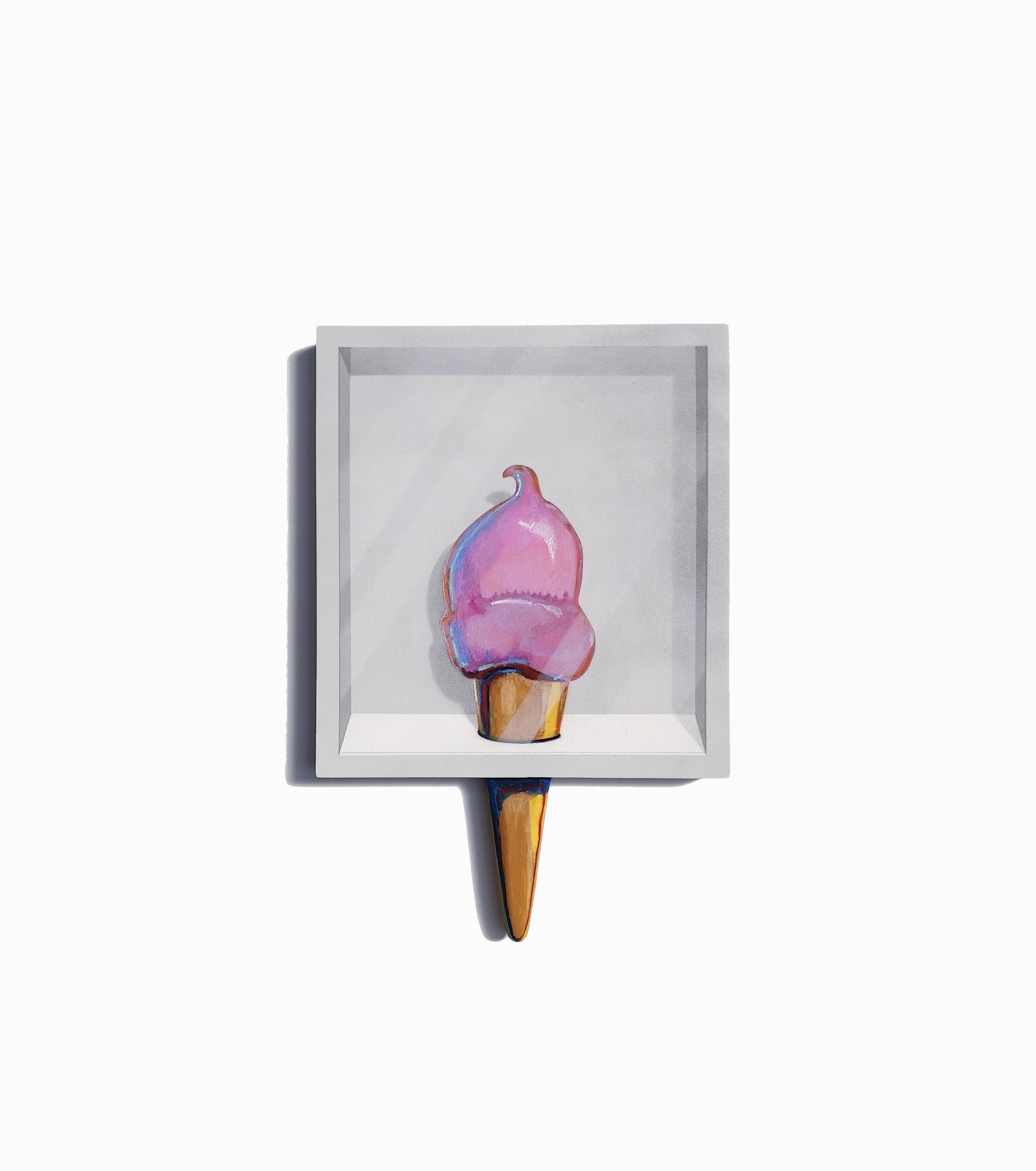   Ice Cream for Wayne No. 1  Mixed media on hand cut wood panel 9in x 13in 2022 