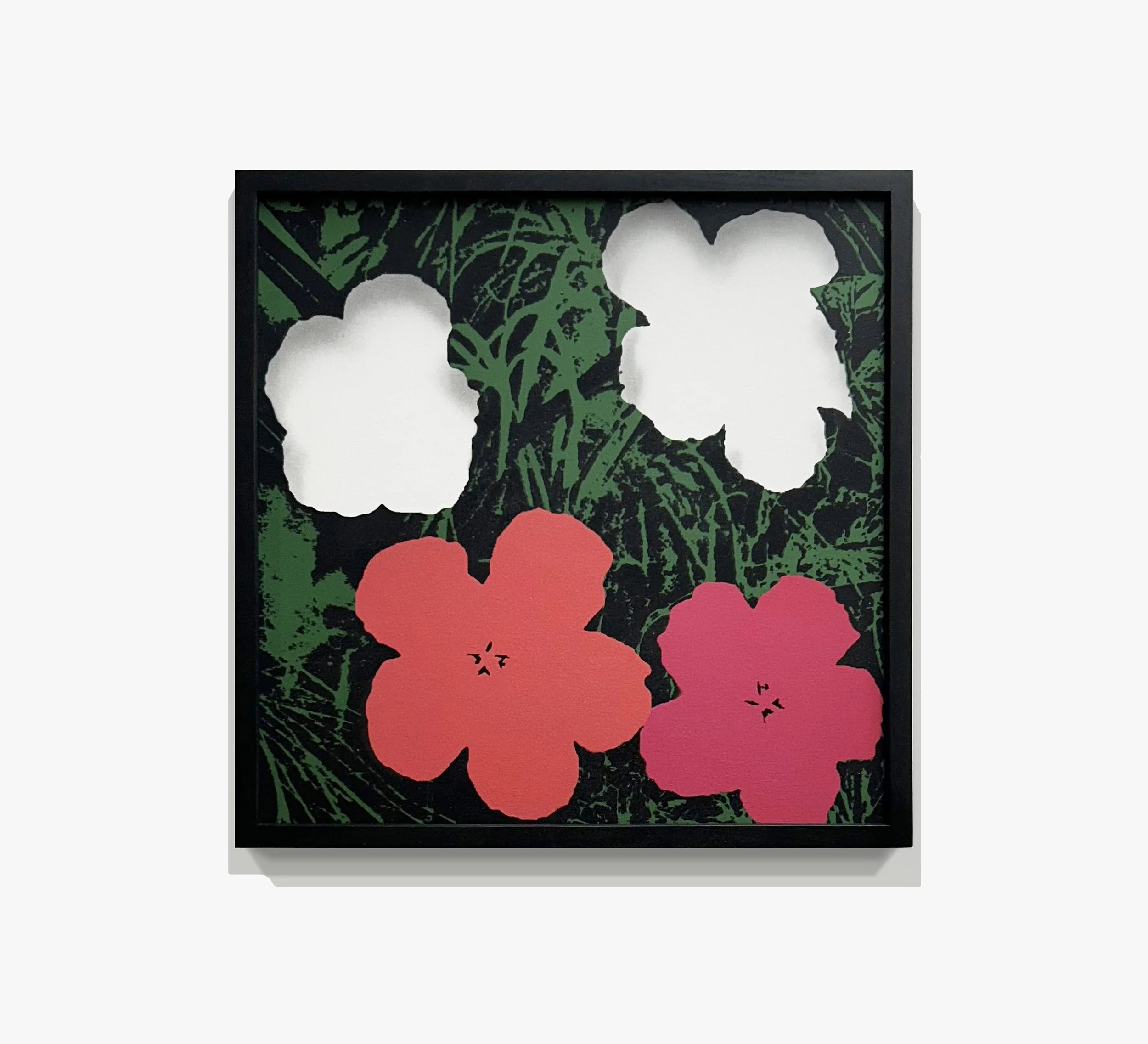   Picking Flowers (Warhol / Coral)  Spray paint and acrylic on wood panel 14in x 14in 2025 