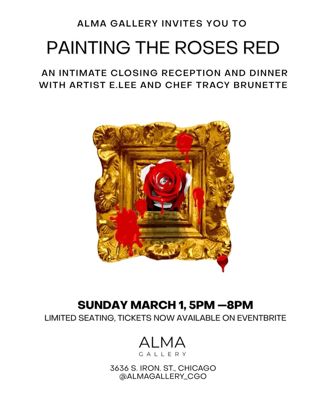 Come celebrate the closing of Tiptoe Through the Window with me around the table 🍽️

Alma Gallery and I are hosting a private 4-course dinner with the amazing chef Tracy Brunette on March 1st. As a thank you, guests will also receive a limited-editi