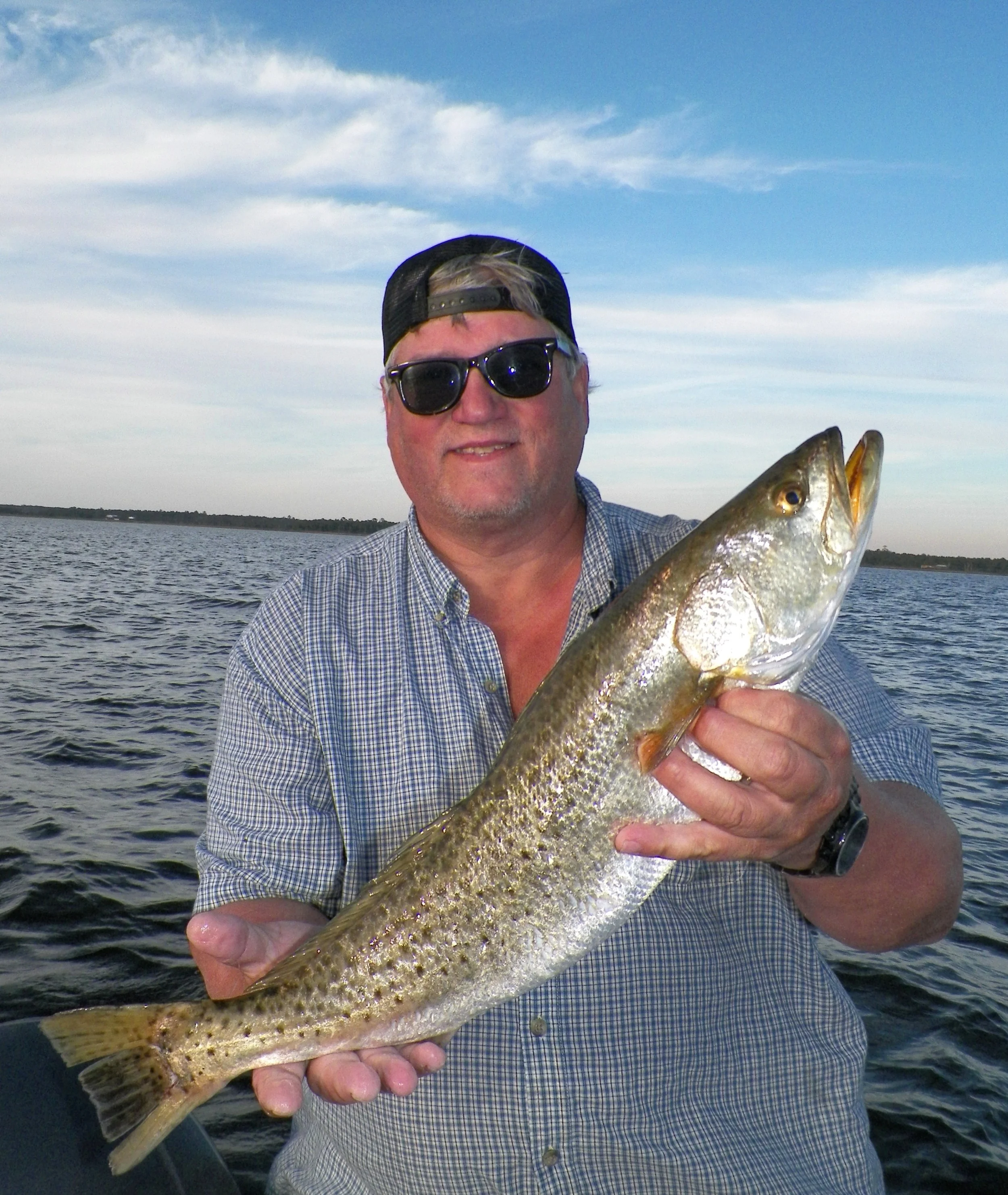 Terry McHone of Sylvester, Ga. with hs largest to-date Speckled Trout (24.5") taken November 11, 2014