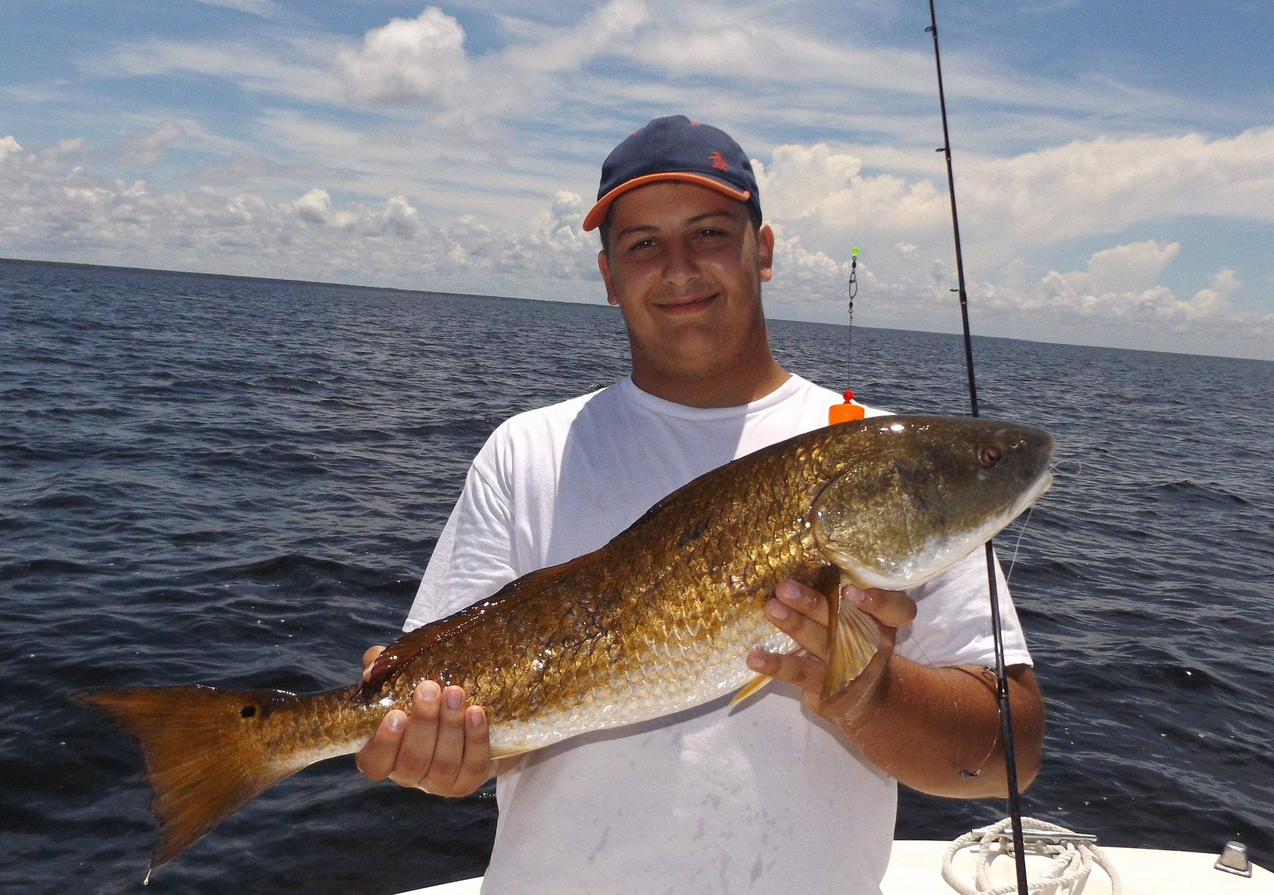 Bailey king of thomasville,ga. with his first-ever redfish