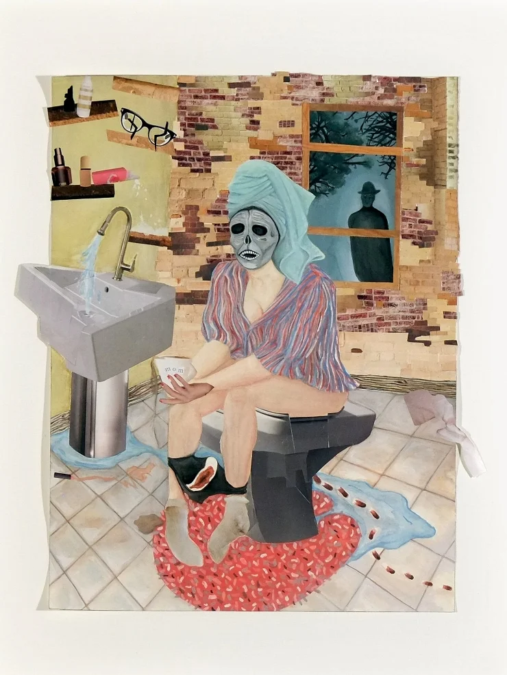   BLOODY HELL  , 2017, collage and gouache on paper, 41 x 31 cm. Photo: Ross Kelly 