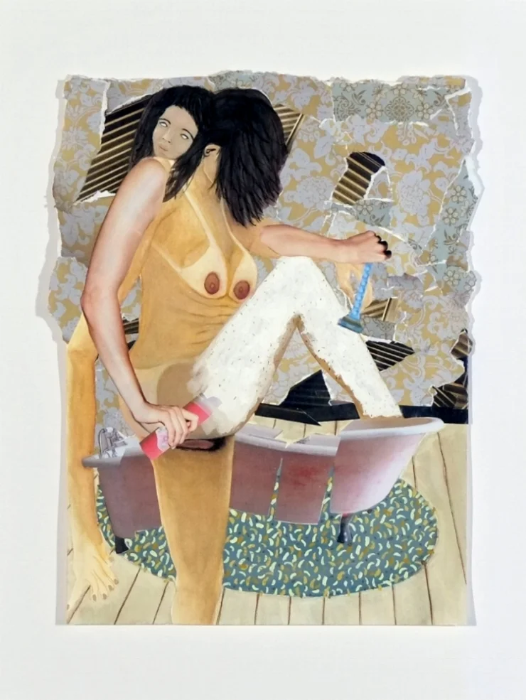   In a minute , 2016.&nbsp;Collage and gouache on paper, 31 x 23 cm. Photo Ross Kelly 