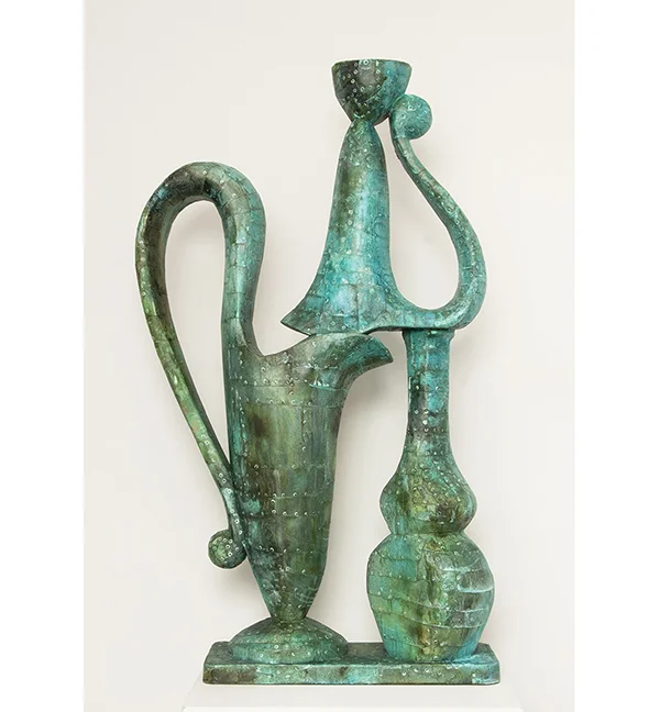 Mirage , Patinated hammered copper over carved wood, 47.5" x 28" x 9.5"
