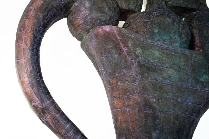 Obsidian detail, Patinated hammered copper over carved wood, 42" x 32" x 10”