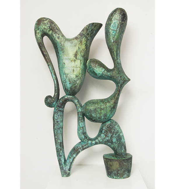 Crave, Patinated hammered copper over carved wood, 45" x 27" x 8”