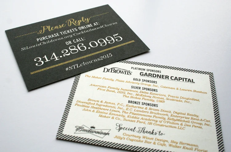 The second card contained the reply and sponsor information. 