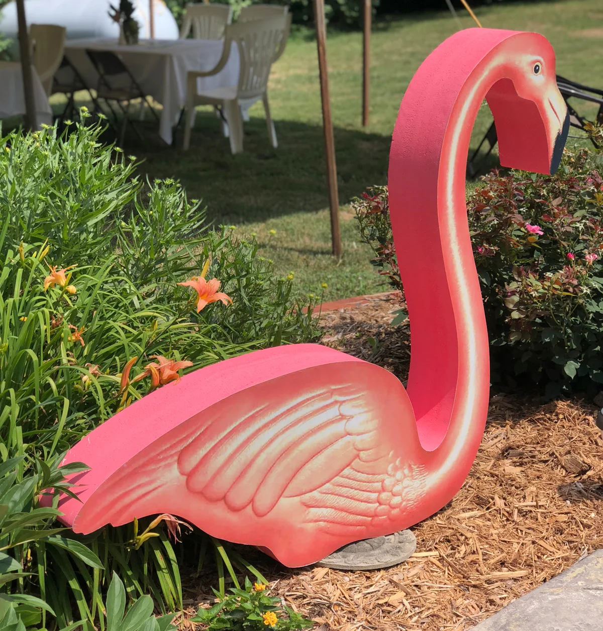 (No party is complete without busting out my giant flamingos!)