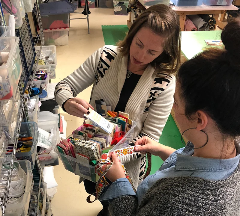 The city sewing room is full of goodies to choose from to make your creation pop!