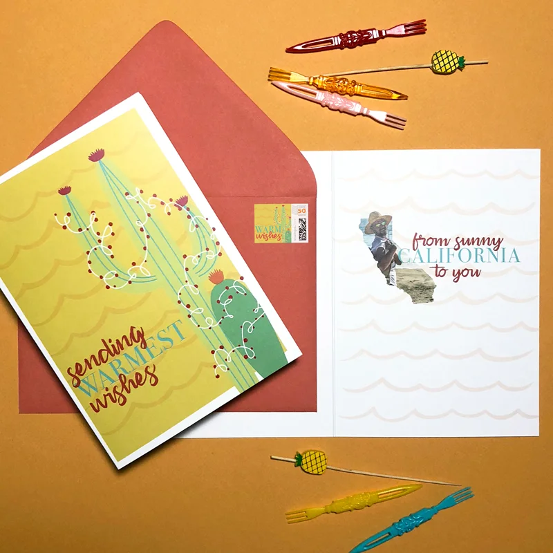 3. Cali Cards for a Cali Boy: When the California golden boy himself asked me to design his 2018 Christmas cards, I simply said “say no more.” Signed, sealed & delivered, complete with custom cactus stamps!