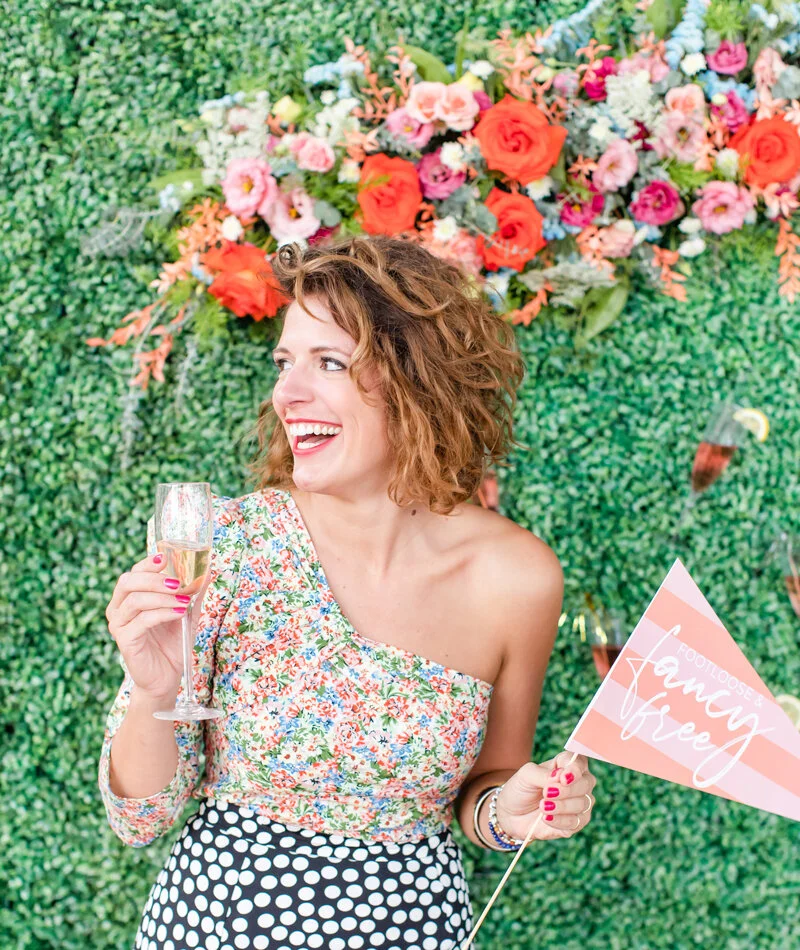 Here I am sipping champagne, feeling footloose and fancy free.
