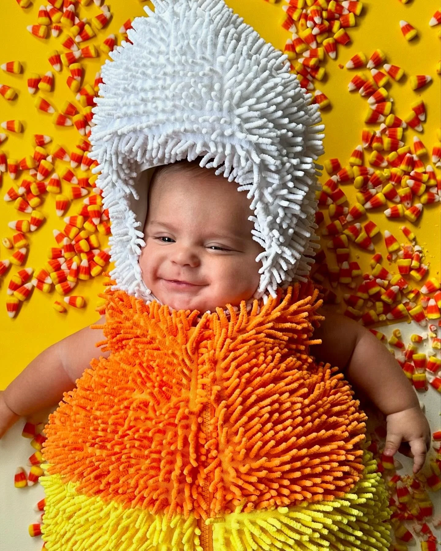 The cornier, the better for their first Halloween costume, amirite?! 😂

I promised Anderson he&rsquo;ll be something a little more creative next year. Please someone hold me to this statement&hellip;Halloween snuck up on me so this candy corn mop-lo